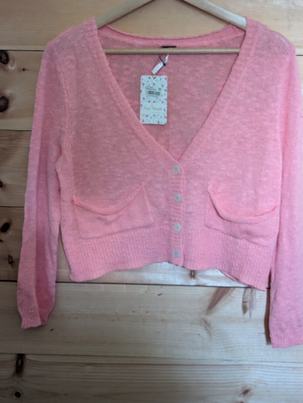 Gorgeous Free People Cropped Cardigan Sweater - Salmon Pink *NWT *XS
